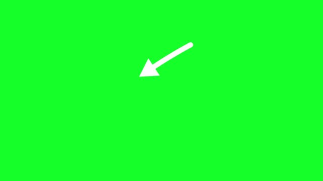 White Arrow Animation on Green Screen 4K, Downward Direction Motion Graphic for Instructions and UI