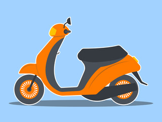 Motor scooter or moped illustration. Modern transportations illustration. Flat vector concept.	