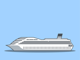 A cruise ship or ocean liner illustration. Modern transportations illustration. Flat vector concept.	