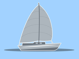 A sailboat or yacht illustration. Modern transportations illustration. Flat vector concept.	