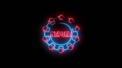 Extrovert character. Psychology metaphor. Neon glowing.