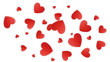 Red hearts floating isolated on transparent background