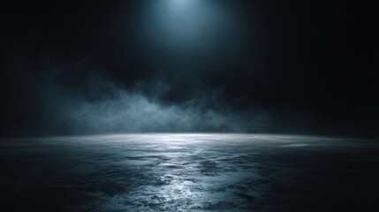 Fototapeta premium A dimly lit, smoky scene with a reflective surface, creating an atmosphere of mystery and intrigue.