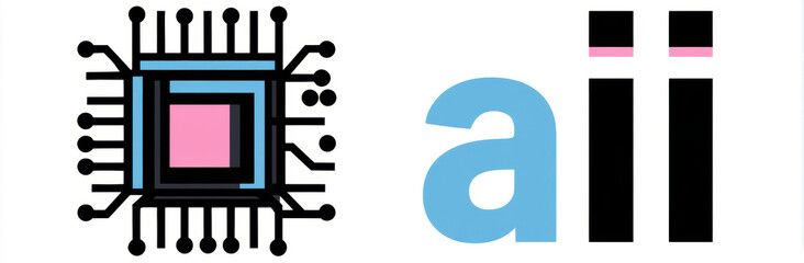 Modern logo featuring circuit board design with central chip and letters ai in sleek font, symbolizing technology and innovation. design conveys sense of advancement and creativity