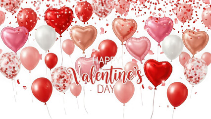 Valentine's day heart balloons isolated on transparent background