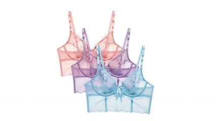 Delicate Lace Longline Bralettes in Pastel Pink, Lavender, and Light Blue, Women's Lingerie