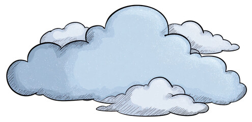 Fluffy cloud illustration with soft edges and light blue color, creating whimsical and cheerful atmosphere. Perfect for various design projects