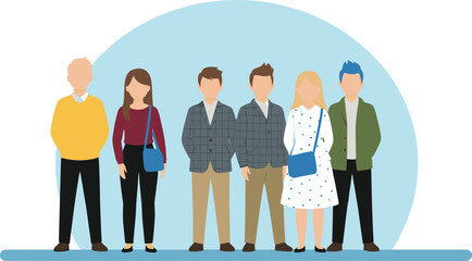 Diverse Group of Young People and Professionals Flat Vector IllustrationDiverse Group of Young People and Professionals Flat Vector Illustration