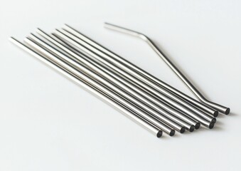 Collection of stainless steel straws for eco-friendly drinking