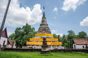 The sacred pagoda enshrined the Buddha's relics in Wat Phra Fang temple in Uttaradit province of Thailand. Built since 1700 B.E. during Sukhothai period.