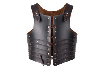 Medieval leather cuirass armor isolated on transparent background