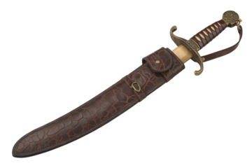 Antique ornate cutlass sword with scabbard isolated on transparent background