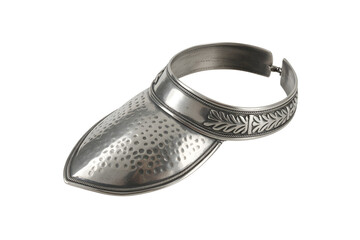 Antique silver thumb ring with intricate patterns isolated on transparent background