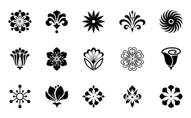 Flower icons set. Isolated elements for design. Vector graphics. Flower collection