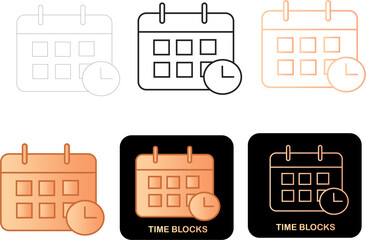 minimalist digital calendar and time management icons set, for effective scheduling