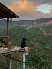 man walking on the bridge