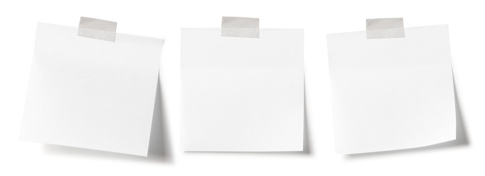 Sticky note reminder. Post it note paper. Yellow sheets for notes isolated with clipping path on background.