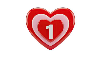 Layered Heart with Number 1
