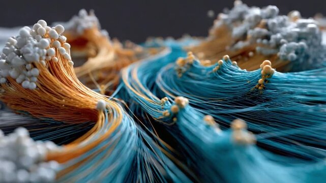 Vibrant Flow Visualization: A captivating abstract representation of complex data, featuring swirling lines and textures in a dynamic and colorful display.
