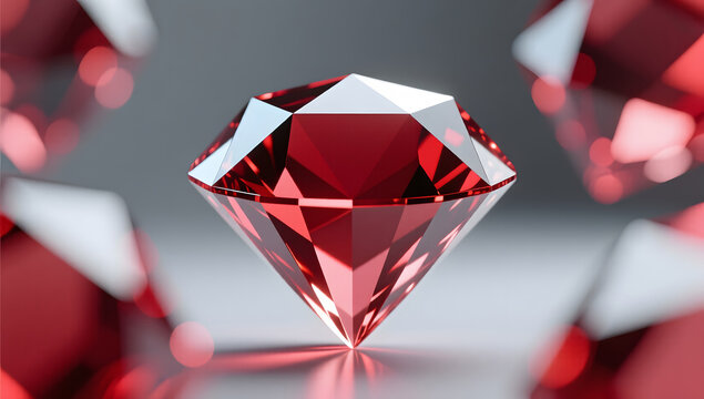 Ruby red geometric light spots background with refraction - Powered by Adobe