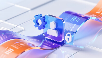 High-tech glass refraction effect for digital economy business