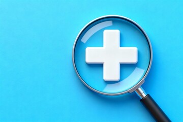 Fototapeta premium Magnifying glass over medical cross