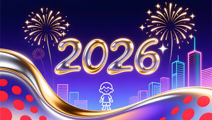 Abstract fluid gradient poster for the 2026 New Year countdown