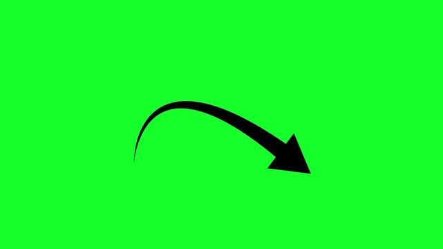 Black Arrow Animation on Green Screen 4K, Clean Direction Motion Graphic for UI, Tutorials, and Explainer Videos