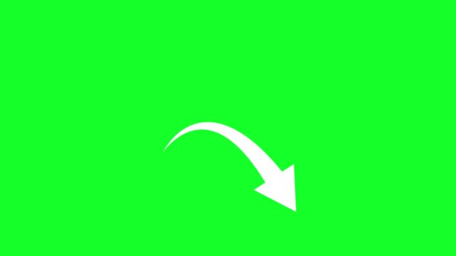  White Down Arrow Animation on Green Screen 4K, Clean Direction Motion Graphic for UI and Explainer Videos