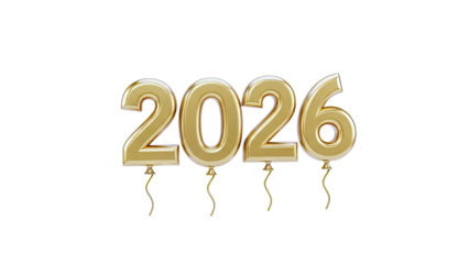 Golden Balloons Forming the Year 2026