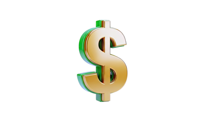Golden Dollar Sign with Green Outline