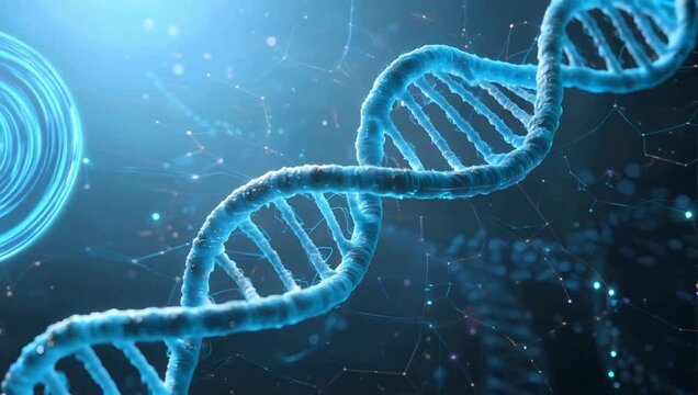 Blue DNA double helix structure