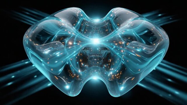 Futuristic Abstract Illustration: A mesmerizing illustration of a luminous, amorphous form, radiating an aura of technological innovation, with sleek, clean lines.