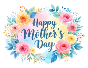 Happy mother's day floral greeting isolated on transparent background isolated on transparent background