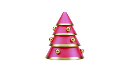 3D render of a stylized red and gold Christmas tree with spheres