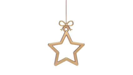 Golden Star Christmas Ornament with Bow