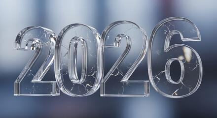 Futuristic neon glowing 2026 numbers