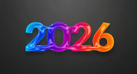 Futuristic neon glowing 2026 numbers