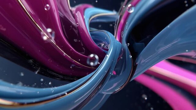 Abstract Flowing Lines: A mesmerizing swirl of vibrant, fluid lines and delicate bubbles, creating a dynamic composition of color and movement.