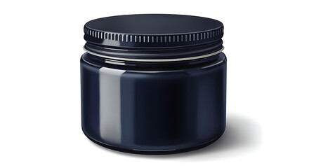 Dark blue glass jar with black screw-on lid