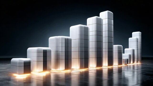 Growth Bar Chart: A visually compelling bar chart ascends, symbolizing progress and expansion, against a sleek, gradient backdrop, capturing the essence of statistical advancement.