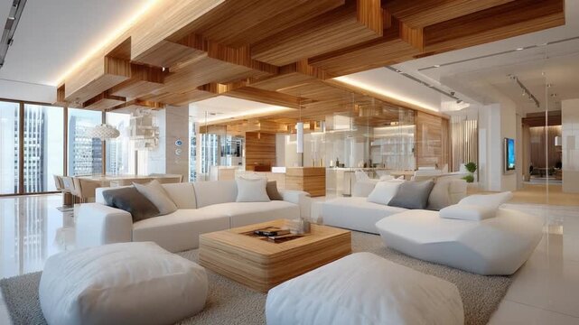 Elegant Living Space: Experience the epitome of luxury and design in this exquisite living room, where natural light dances across plush, inviting furnishings.