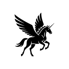 Fototapeta premium Pegasus unicorn winged horse silhouette logo