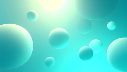 Abstract background with glowing translucent spheres floating in a vibrant teal and turquoise gradient, creating a serene and futuristic atmosphere.