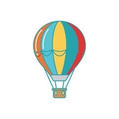 Naklejka premium Colorful Hot Air Balloon Isolated on White Background, Vector Illustration