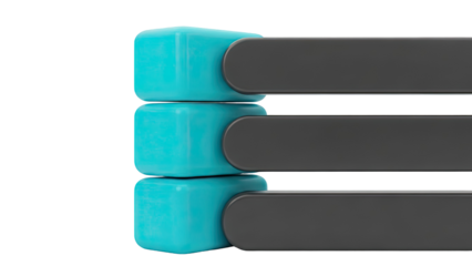 Stack of Blue Cubes with Black Rectangular Labels