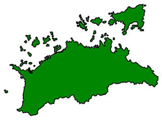 香川県の地図（縁取りグリーン））