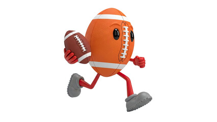 Running Cartoon American Football Character
