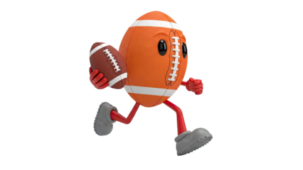 Running Cartoon American Football Character