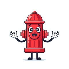 Obraz premium Happy Red Fire Hydrant Character Waving Hello with Big Smile and Glasses